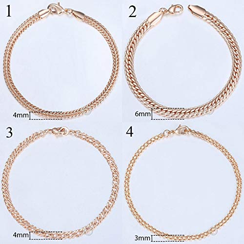DASHUAIGE Pulsera Pulseras De 20 Cm para Mujeres Hombres Cadena De Eslabones De Cola De Zorro De Oro Rosa Cadenas Pulseras De Hombres Regalos De Joyería De Moda
