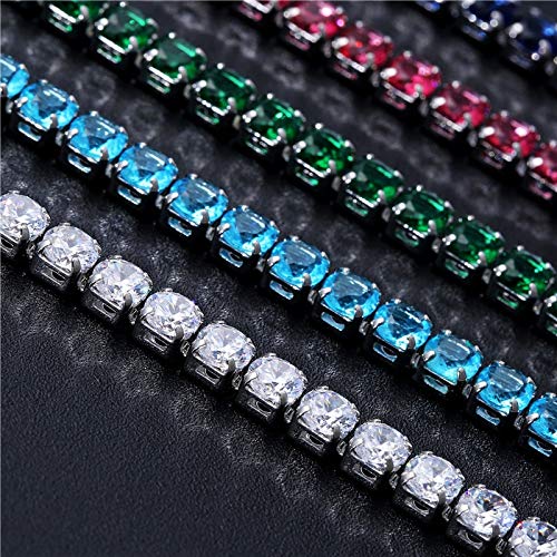 DASHUAIGE Pulsera Pulseras De Tenis De Circonio Cúbico De 4 Mm Pulsera De Cristal con Cadena De Boda para Mujeres Hombres Pulsera De Plata Y Oro Joyas