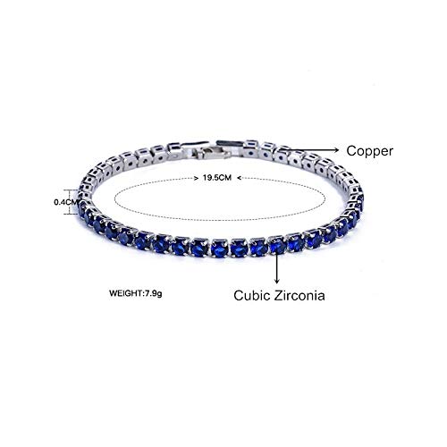 DASHUAIGE Pulsera Pulseras De Tenis De Circonio Cúbico De 4 Mm Pulsera De Cristal con Cadena De Boda para Mujeres Hombres Pulsera De Plata Y Oro Joyas