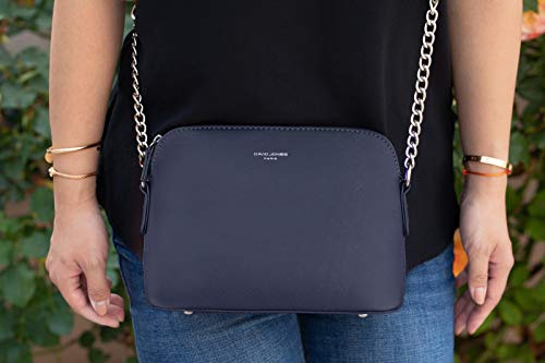 David Jones - Pequeño Bolso Bandolera Cadena Mujer - Bolsos de Hombro Cruzado Cuero PU - Mensajero Crossbody Bag - Bolso Mano Zip Embrague Clutch Pochette Noche Trabajo Moda Diario Vida - Azul