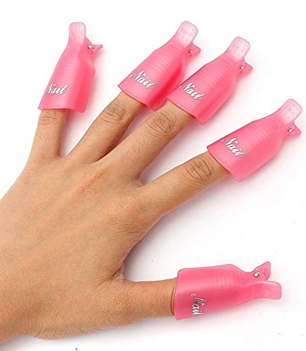 Da.Wa 10×Wearable Plástico Acrílico del Arte del Clavo Polaco UV del Gel Removedor Wrap Cap Clip Cleaner(Rosa)