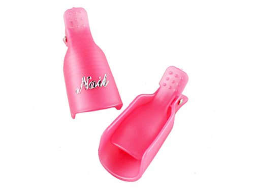 Da.Wa 10×Wearable Plástico Acrílico del Arte del Clavo Polaco UV del Gel Removedor Wrap Cap Clip Cleaner(Rosa)