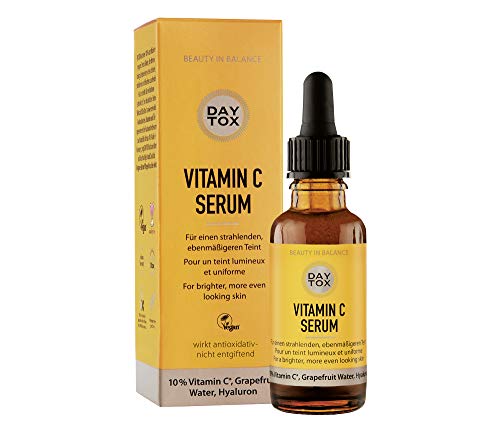 DAYTOX Vitamin C Serum - Suero Facial con Vitamina C - Para una Piel Luminosa y Fresca - Vegano - Sin Colorantes, sin Silicona y sin Parabenos - 1 x 30 ml