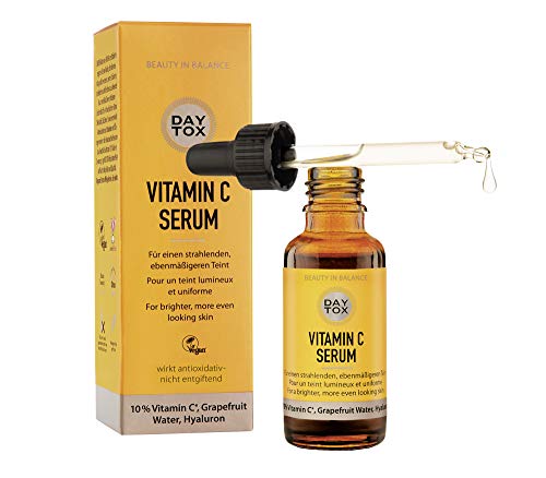 DAYTOX Vitamin C Serum - Suero Facial con Vitamina C - Para una Piel Luminosa y Fresca - Vegano - Sin Colorantes, sin Silicona y sin Parabenos - 1 x 30 ml