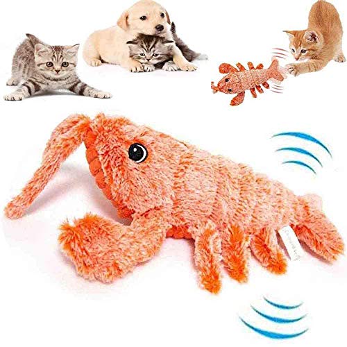 DBWICH Jumping Shrimp Juguete para niños con simulación eléctrica de Langosta, Felpa Realista, meneando, Saltando, camarones, Juguetes con Hierba gatera con Carga USB, niños