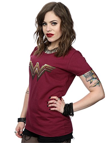 DC Comics mujer Wonder Woman Logo Camiseta Small borgoña