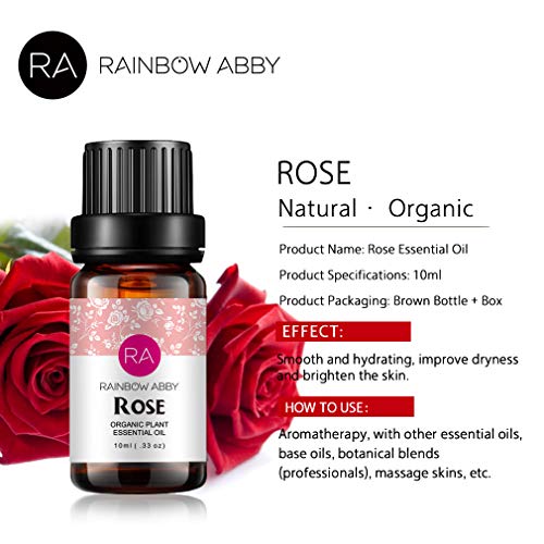 de aceite esencial de rosa Aceite de aromaterapia 100% puro para difusor, perfumes, masajes, cuidado de la piel, jabones, velas - 10 ml