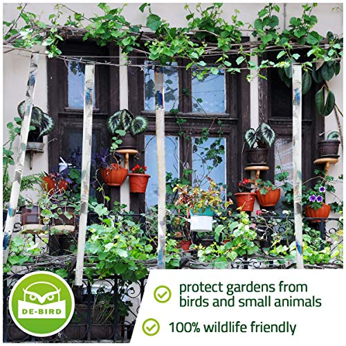 De-Bird - Cinta repelente de aves - Para palomas, pájaros carpinteros, gansos - Hasta 38 m - Hielo Agrietado - Plateado