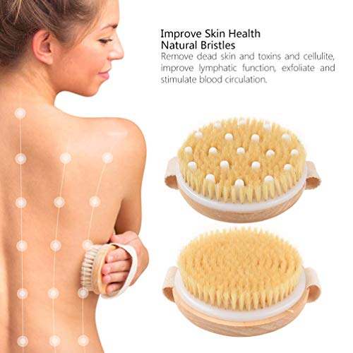 de cepillo seco Kit 4PCS,Pretty See Exfoliación Cepillo de masaje corporal,Cepillo facial, piedra pómez para eliminar la piel muerta,reducir la celulitis