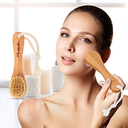 de cepillo seco Kit 4PCS,Pretty See Exfoliación Cepillo de masaje corporal,Cepillo facial, piedra pómez para eliminar la piel muerta,reducir la celulitis