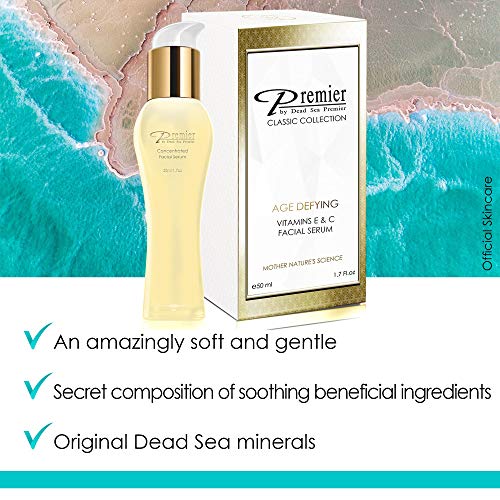 Dead Sea Concetrated Face Serum | Serum Facial Concentrado | Serum Antioxidante para piel seca con Vitamina E y C | Serum Hidratante Antiarrugas | Premier by Dead Sea Premier