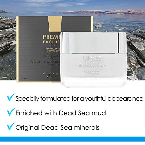 Dead Sea Mud Cream | Crema Facial | Crema con Minerales del Mar Muerto | Crema para cara Antiarrugas | Crema Antiojeras | Crema hidratante Mujer y Hombre | Tarro 50 ml. | Premier by Dead Sea Premier