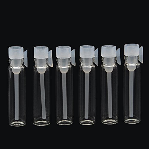 Dealglad 100 piezas 1 ml vacío contenedor de botella de viales de muestras de Perfume de cristal rellenable transparente tubo de ensayo con cuentagotas para aceites esenciales aromaterapia