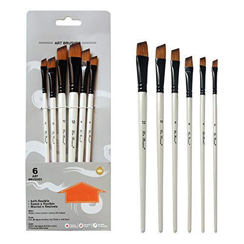 Deanyi 1pc biselado pintura del sistema de cepillos, pinceles Flat Shader Consejo para Acuarela Oleo Acrílico Pintura y uñas