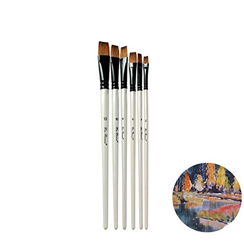 Deanyi 1pc biselado pintura del sistema de cepillos, pinceles Flat Shader Consejo para Acuarela Oleo Acrílico Pintura y uñas