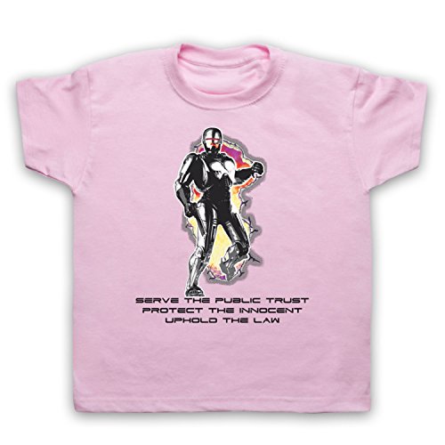 Death To Videodrome Robot Cop Prime Directives Trust Serve Protect Sci Fi Action Film - Camiseta para niño rosa claro 3-4 Años / Pecho 26"