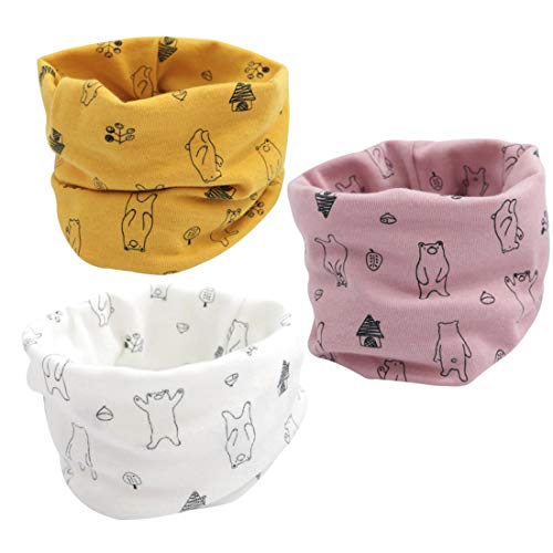 DEBAIJIA Bufanda Niños Calentadora De Cuello CollarDel Bebé O Ring PañUelo De Patrón AlgodóN De Anillo Redondo Bufandas 3pcs para0-8 años Niñas Viajar al aire libre el Otoño Invierno 40 * 20cm