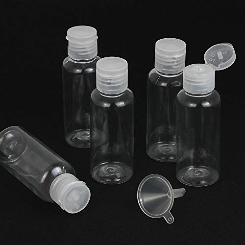 DECARETA 12 PCS Botellas de Viaje(50 ML) +1 Mini Embudos,Botellas Cosméticas-Anti-Fugas Portátiles y Reutilizables para Champú/Crema/Gel,Botes Transparentes Adecuadas a Viajes de Negocios,Campamentos