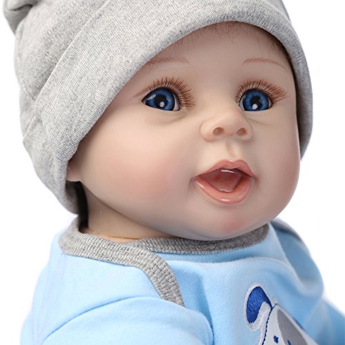 Decdeal 22Pulgadas Muñeco Reborn Bebé Cuerpo Silicona Boneca con Ropa Azul Ojos Realista Regalos lindos