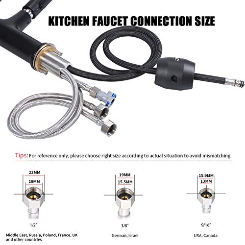 Decdeal Grifos de Cocina/Baño Extraíbles con 3 Modos de Rociado Grifo Giratorio de 360 ° con Arco Alto de una Sola Manija Mezclador de Agua Fría y Caliente Grifo de Agua (Black)