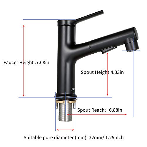 Decdeal Grifos de Cocina/Baño Extraíbles con 3 Modos de Rociado Grifo Giratorio de 360 ° con Arco Alto de una Sola Manija Mezclador de Agua Fría y Caliente Grifo de Agua (Black)