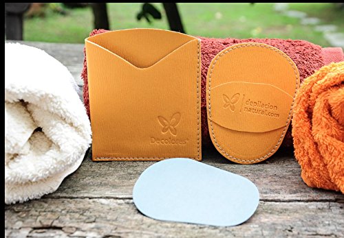 Decolores, depilación natural e indolora para el cuerpo, ideal para el cuidado de la piel 10 discos de recambios de mineral de silicio. Guante y estuche en color Burdeos