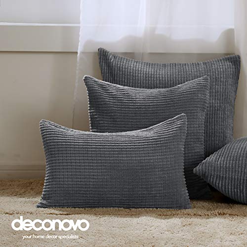 Deconovo Funda de Almohada Decorativa Cuadrado Suave 2 Piezas 45x45cm Gris Oscuro