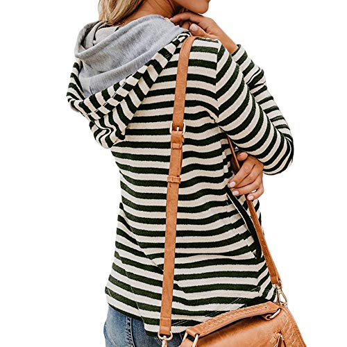 DEELIN Sudaderas De Manga Larga De La Mujer, OtoñO Y El Invierno Popular BotóN Rayas Casual De Manga Larga Sudadera con Capucha