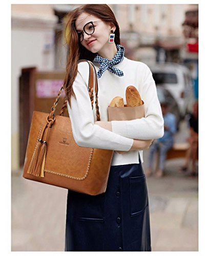 DEERWORD Para mujer Bolsos bandolera Carteras de mano Bolsos totes Carteras de mano con asa Cuero Barna