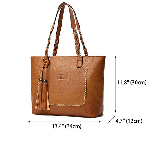 DEERWORD Para mujer Bolsos bandolera Carteras de mano Bolsos totes Carteras de mano con asa Cuero Barna