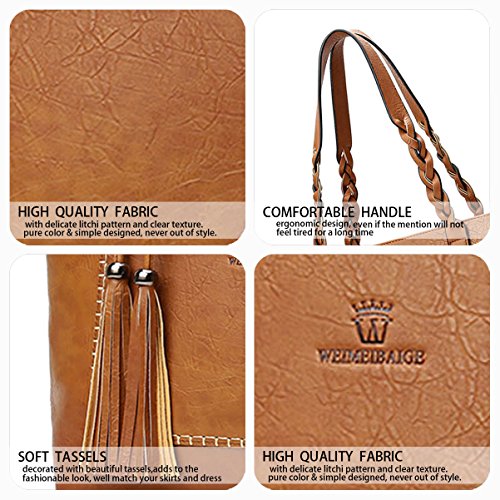 DEERWORD Para mujer Bolsos bandolera Carteras de mano Bolsos totes Carteras de mano con asa Cuero Barna