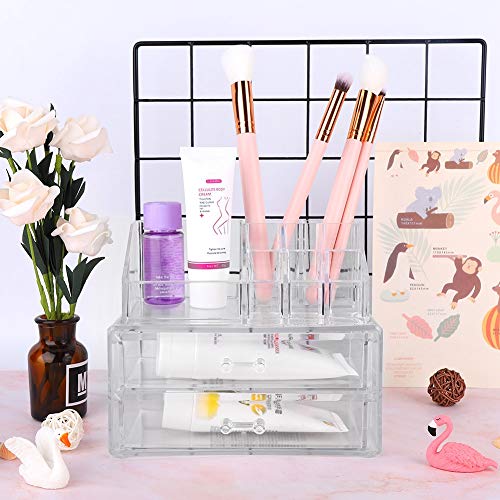 Dekaim Estuche de Almacenamiento de cosméticos, Solomi Organizador de cosméticos Transparente Caja de Soporte Tipo cajón para loción de tóner de lápiz Labial