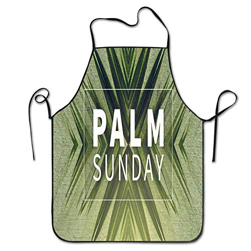 Delantal ajustable con texto "Happy Palm Sunday Wishes" para cocina, restaurante, bar, delantal negro, unisex