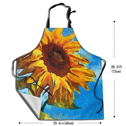 Delantal impermeable de LEPO'S pintado girasol ajustable babero delantal resistente a las gotas de agua cocina delantales para mujeres hombres y chefs