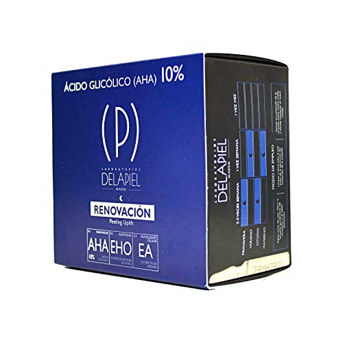 Delapiel Serum Facial - Renovación Ácido Glicólico 10% -Rejuvenecimiento - 15 Ampollas
