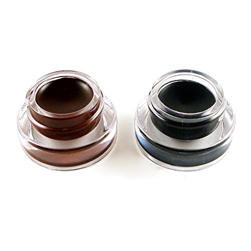 Demarkt 2pcs impermeable del gel del Eyeliner Delineador de ojos pincel negro Brown Cosmetics