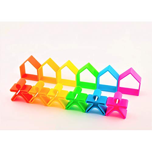dëna Kid 6X House 6X NEÓN Juguetes creativos para apilar y Encajar Que ayudan al Desarrollo de la psicomotricidad Fina
