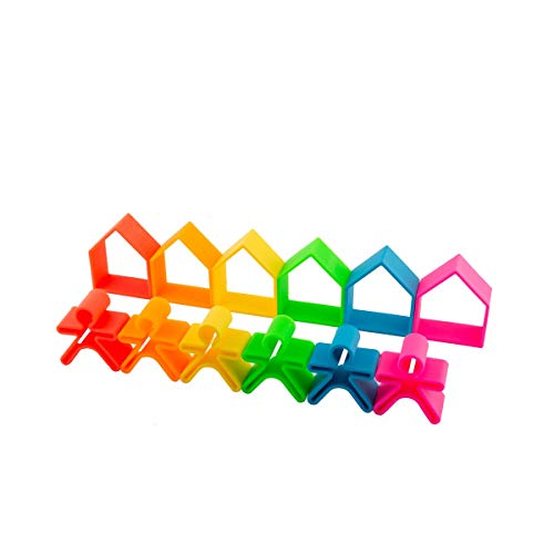 dëna Kid 6X House 6X NEÓN Juguetes creativos para apilar y Encajar Que ayudan al Desarrollo de la psicomotricidad Fina