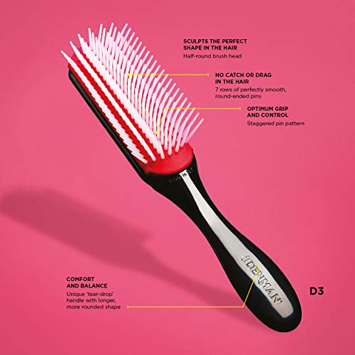 Denman D3 - Cepillo para el cabello, color blanco, 7 hileras