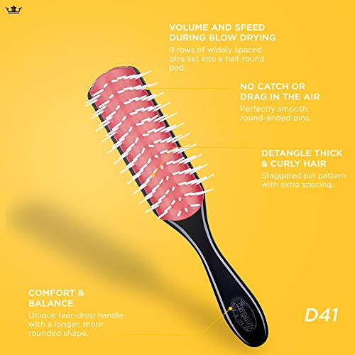 Denman Freeflow D41 - Cepillo (9 filas), color negro y rojo