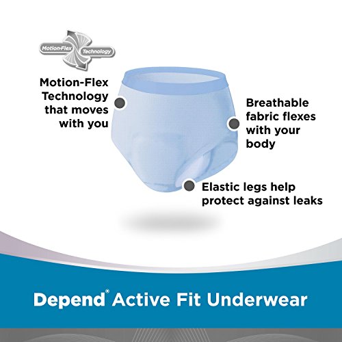 Depend Active Fit - Pantalones de Incontinencia para Hombres, Absorbencia Máxima, L, 32 Pantalones