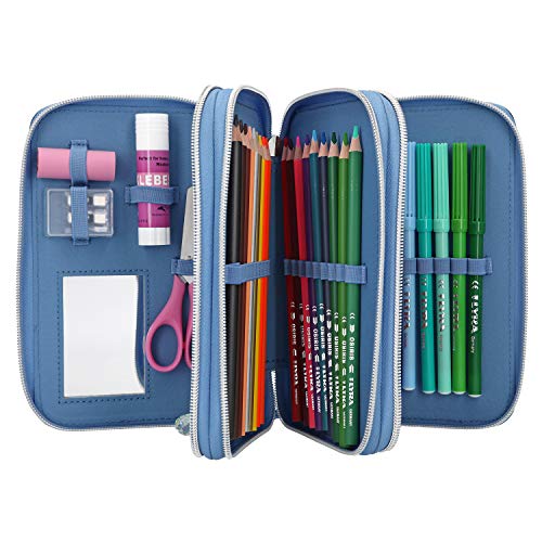 Depesche 10690 – Estuche con 3 Cremalleras, Fantasy Model Iceprincess, Aprox. 7,5 x 13 x 20 cm, Color Azul.