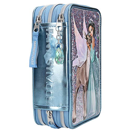 Depesche 10690 – Estuche con 3 Cremalleras, Fantasy Model Iceprincess, Aprox. 7,5 x 13 x 20 cm, Color Azul.