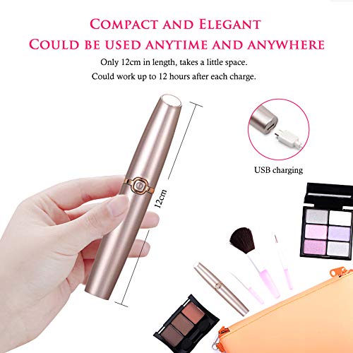 Depiladora de Cejas, Eléctrica Depiladora Facial Mujer, Recortador de Vello Nariz/Orejas, Luz LED Incorporada, USB Recargable, Eyebrows Trimmer