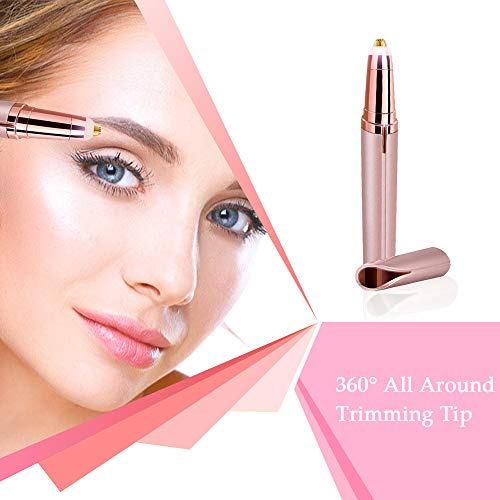 Depiladora de Cejas Mujer, Eléctrica Ceja Recortador Sin Dolor USB Recargable con LED para Facial Vello Nariz/Orejas Eyebrow Trimmer, 12 Estilos Plantilla De La Ceja Tarjeta de Dibujo de Ceja