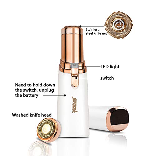 Depiladora Facial Mujer Electrica, Eléctrico Depilar para Sin dolor, maquinilla de afeitar impermeable para mujer para cara, con Luz LED Incorporada Baterí Labios Barbilla y Cuello