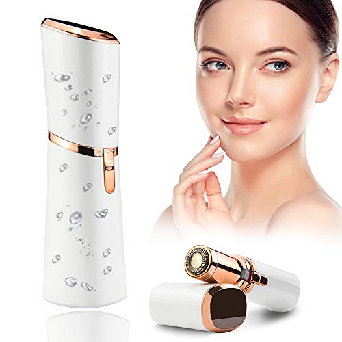 Depiladora Facial Mujer Electrica, Eléctrico Depilar para Sin dolor, maquinilla de afeitar impermeable para mujer para cara, con Luz LED Incorporada Baterí Labios Barbilla y Cuello