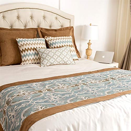 DER Corredor de la Cama Simple de Estilo Americano Jacquard Inicio de la Tela de la Bandera de Cama mediterránea Wind Hotel Modelo de Cama Toalla-1pcs Hotel de habitación (Color : A, Size : 50X210cm)