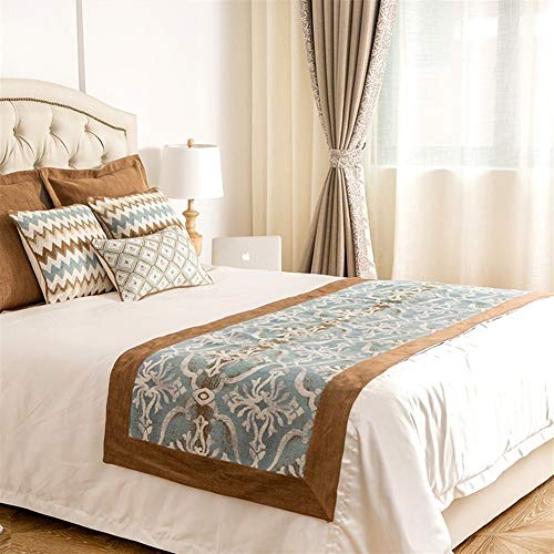DER Corredor de la Cama Simple de Estilo Americano Jacquard Inicio de la Tela de la Bandera de Cama mediterránea Wind Hotel Modelo de Cama Toalla-1pcs Hotel de habitación (Color : A, Size : 50X210cm)