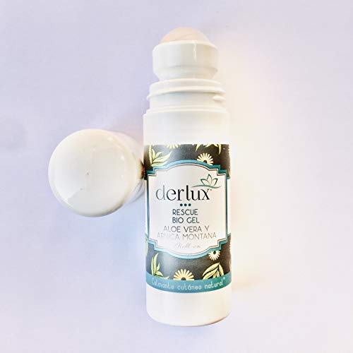 DERLUX - Rescue Bio-Gel Arnica & Aloe Vera. Dosificador mediante Roll-on anti dolor de 60 ml.